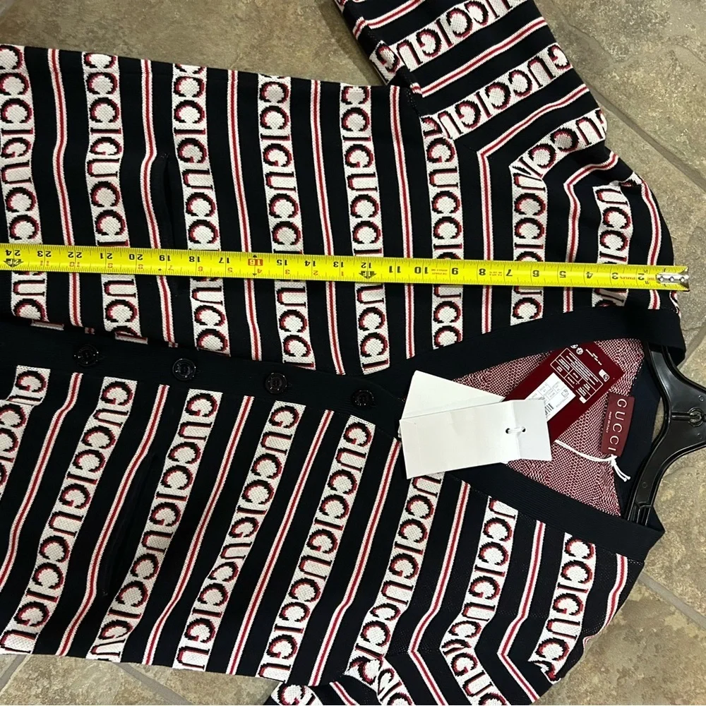 Men's Gucci logo, cotton jacquard cardigan in ink, red and white size XL